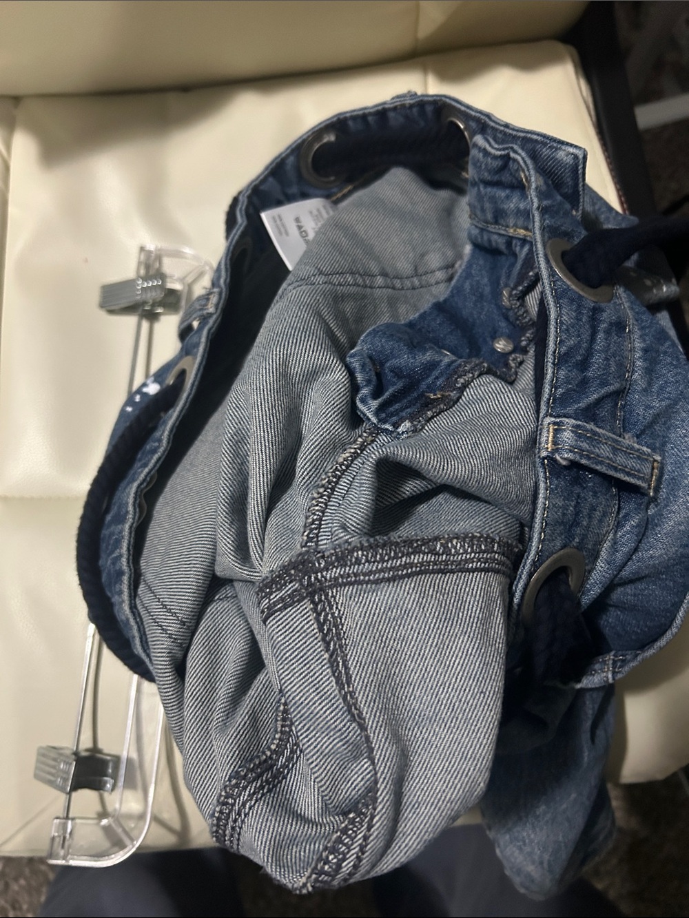 Free People We The Free Moxie Low Slung Pull On Barrel Jeans Timeless Blue 26 - Picture 14 of 14